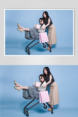 职业女性双人商场活动购物人物摄影图