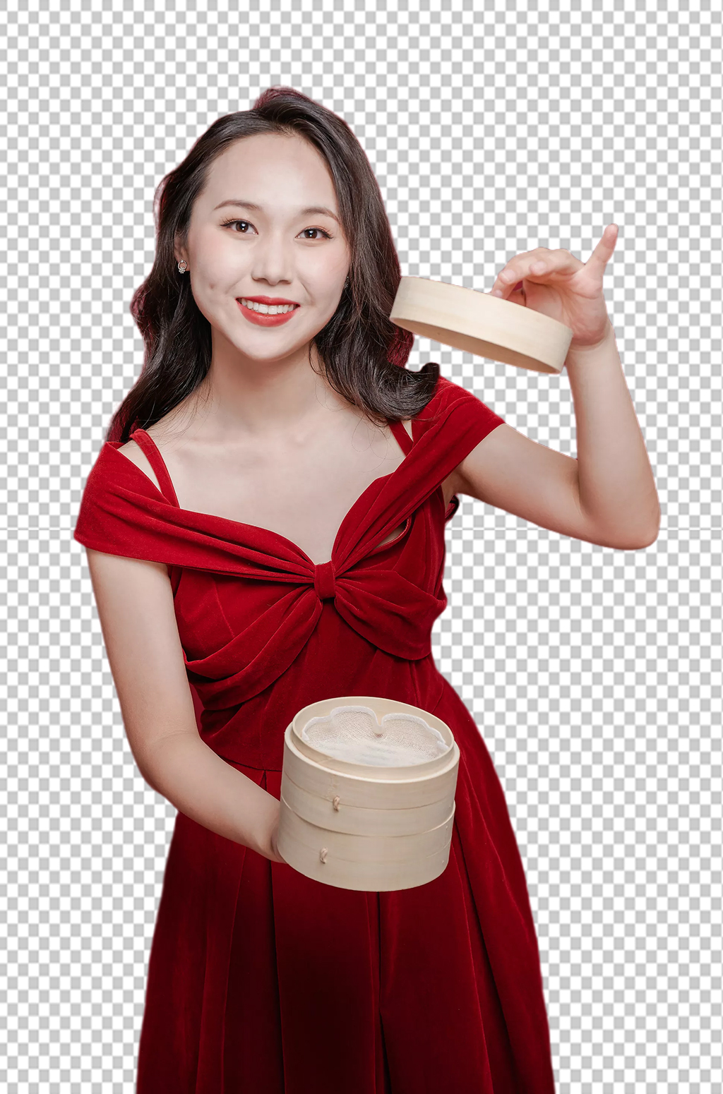 美食小笼包女性新年购物精修PNG摄影图素材