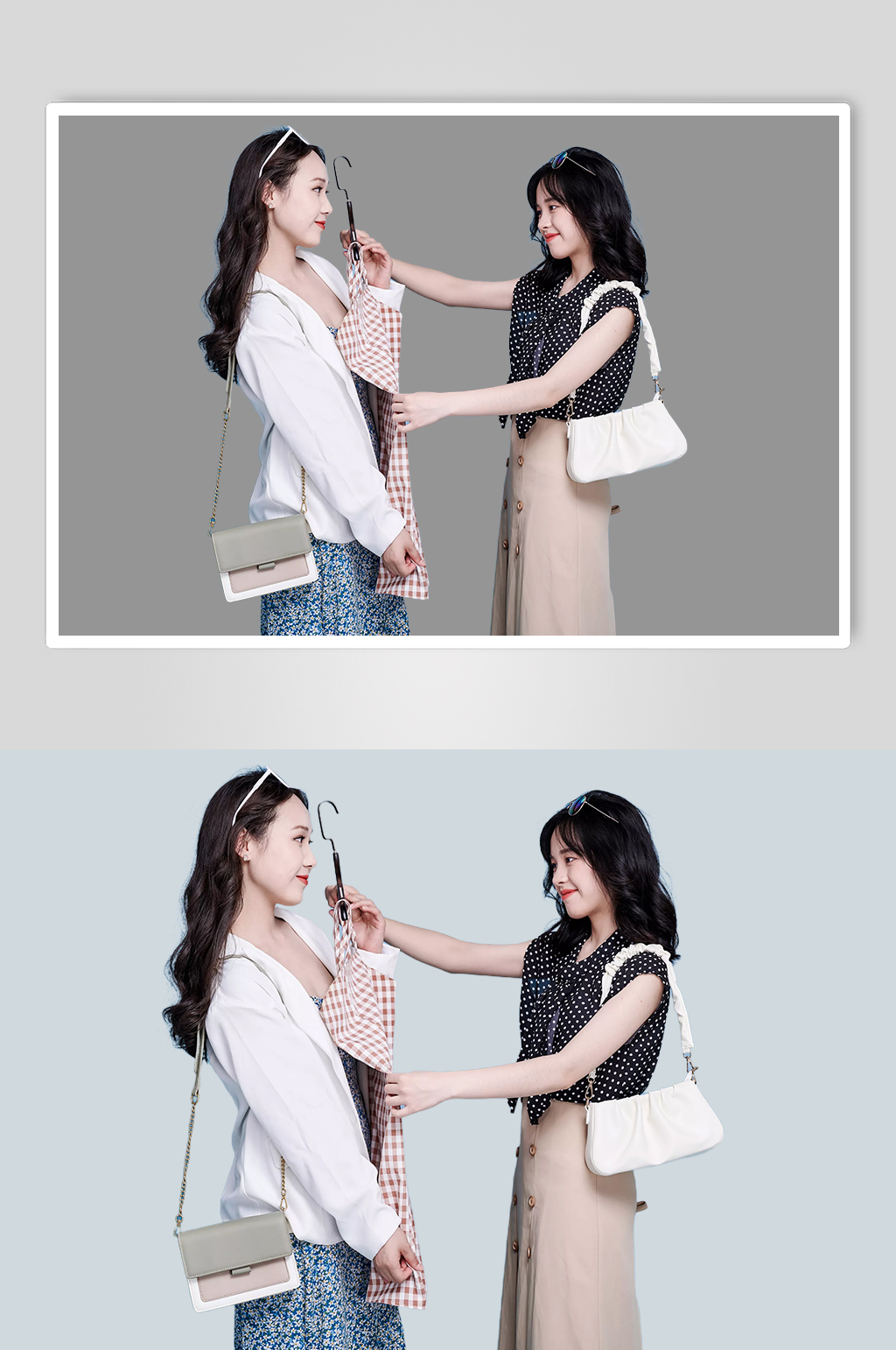 职业女生双人服装店商场购物PNG摄影图素材