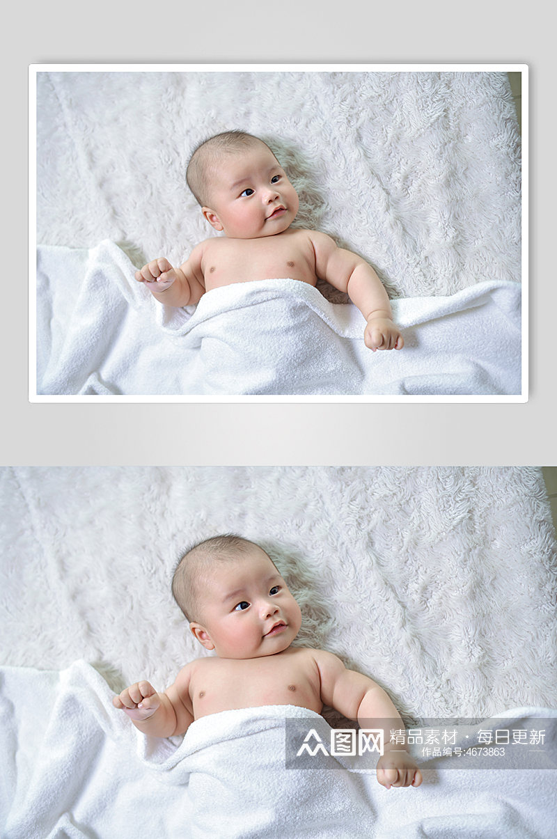 白色毛巾满月婴儿宝宝母婴人物摄影图照片素材