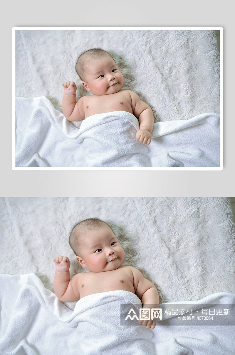 白色毛巾满月宝宝婴儿母婴人物摄影图照片素材