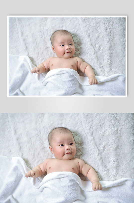 白色毛巾满月婴儿宝宝母婴人物摄影图照片