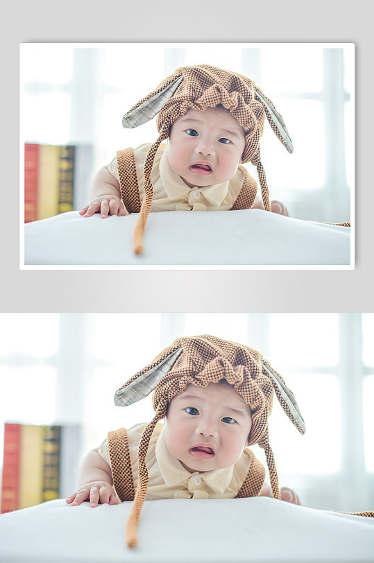 可爱小兔装婴儿宝宝母婴人物摄影图照片