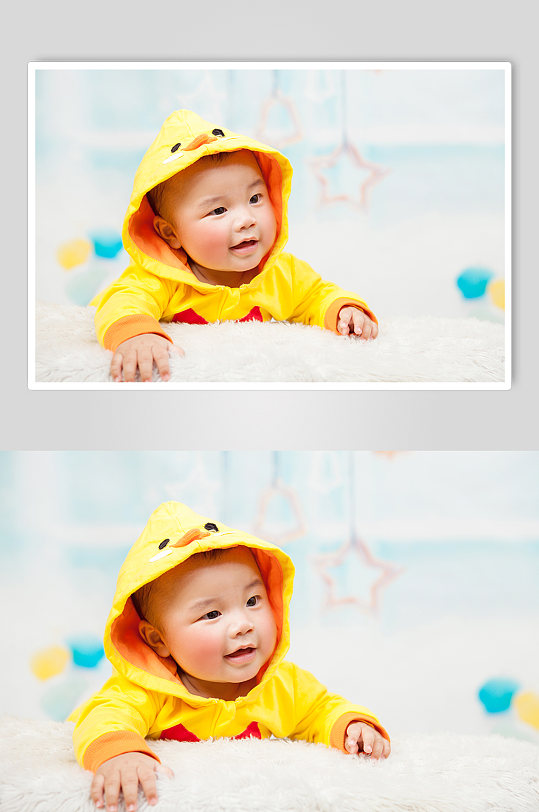 可爱小鸭服装宝宝婴儿母婴人物摄影图照片