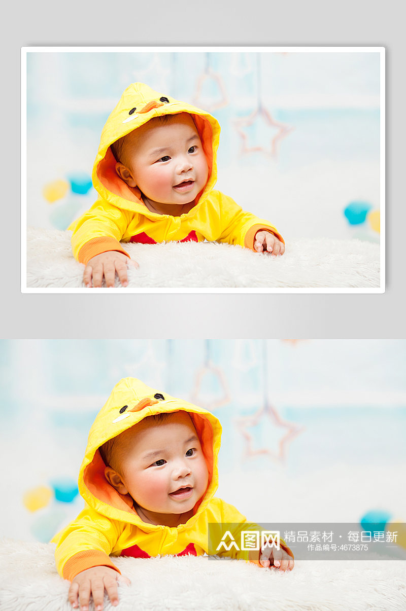 可爱小鸭服装宝宝婴儿母婴人物摄影图照片素材