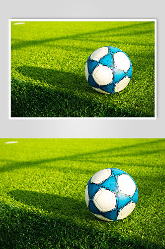 绿色白对角线阳光足球运动场摄影图照片
