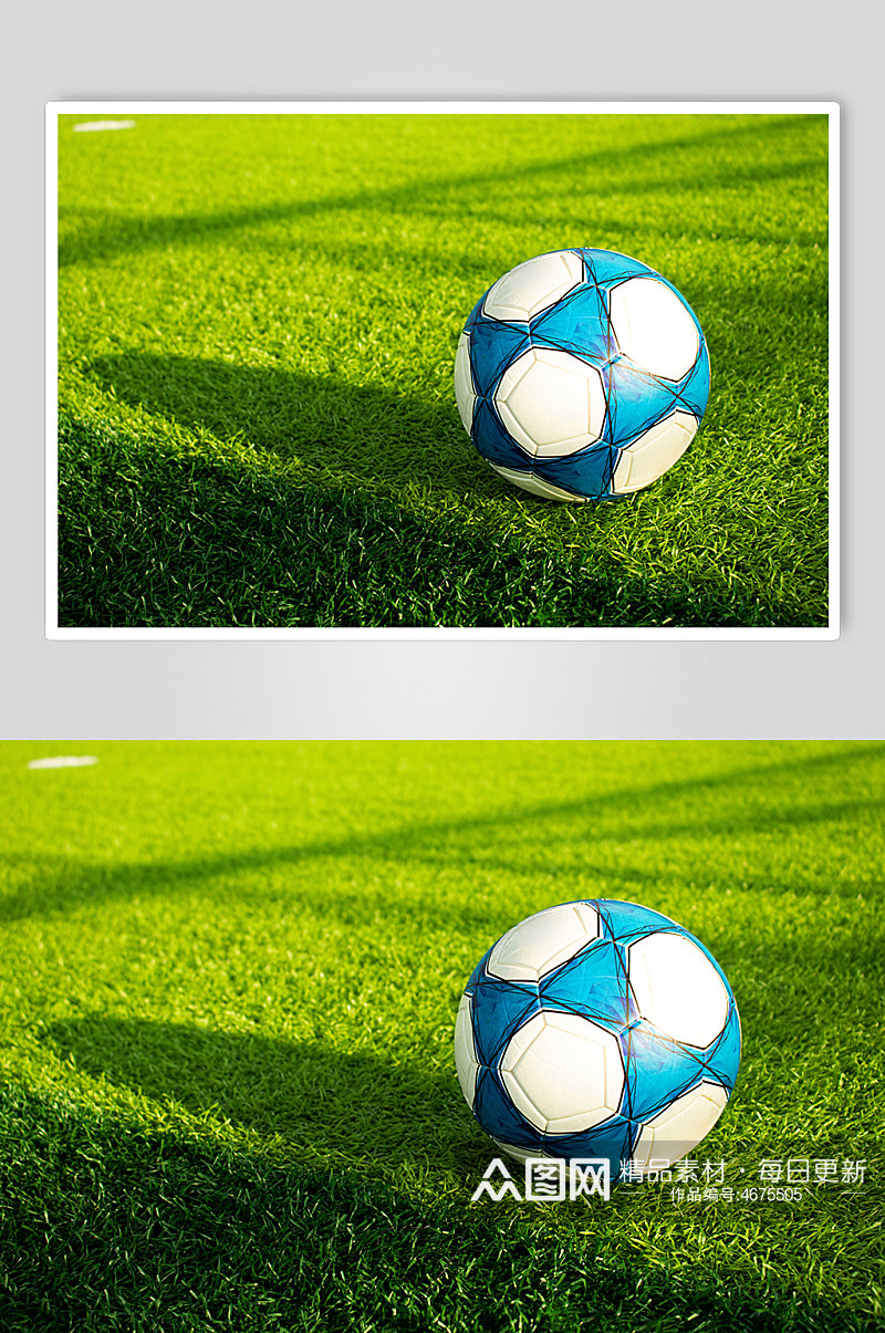 绿色白对角线阳光足球运动场摄影图照片素材