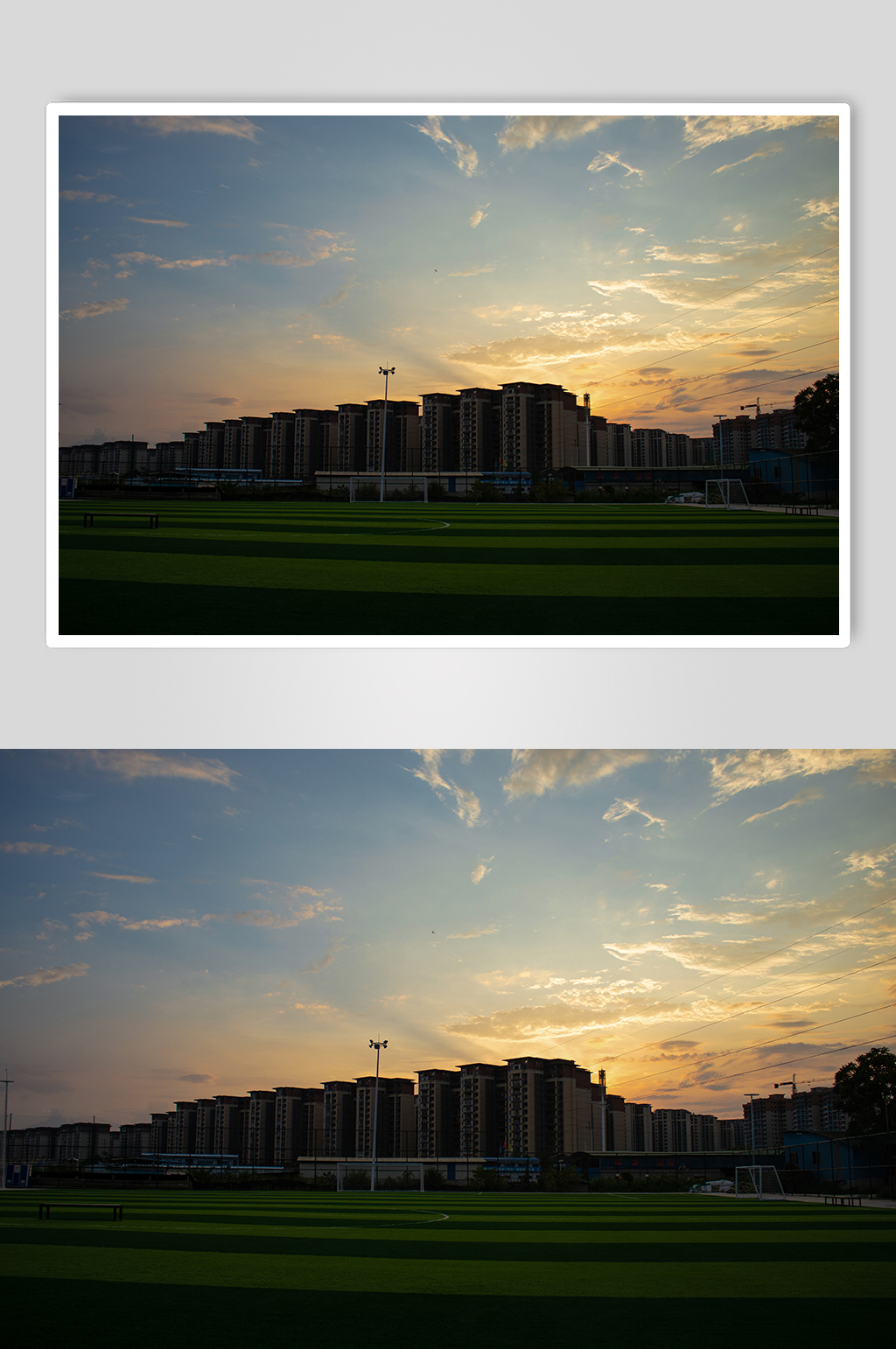 红色晚霞云朵城市风景背景图摄影图照片素材