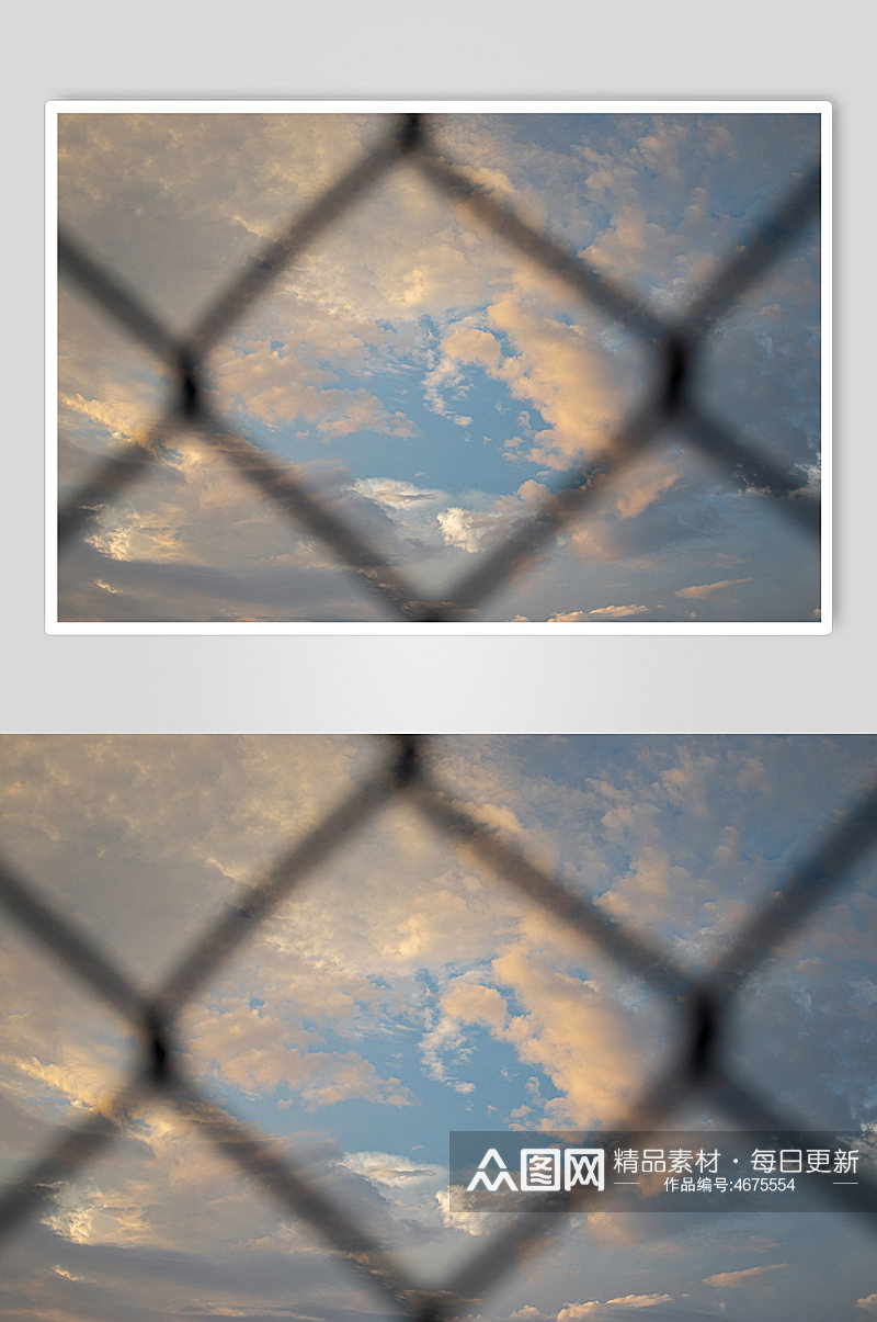 晚霞高清足球场围栏云朵背景图摄影图照片素材