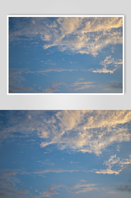 蓝色色晚霞云朵风景背景图摄影图照片