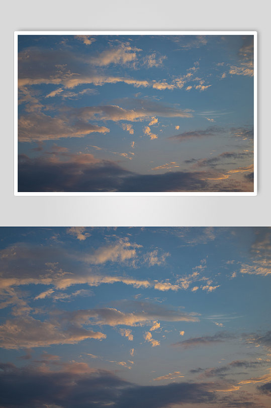蓝色晚霞云朵风景背景图摄影图照片