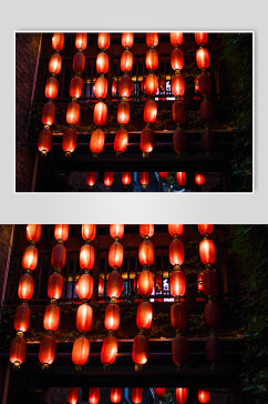 红色喜庆野外灯笼桂林东西巷摄影图