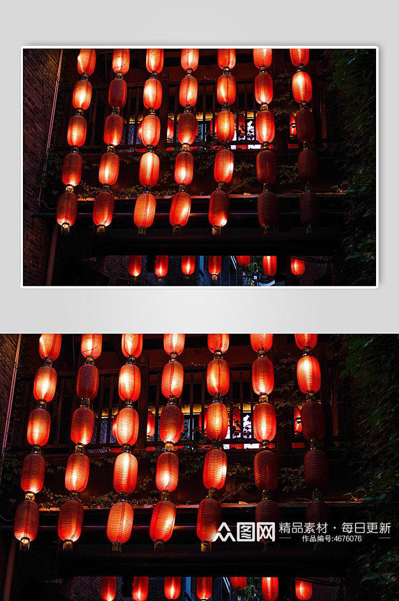红色喜庆野外灯笼桂林东西巷摄影图素材