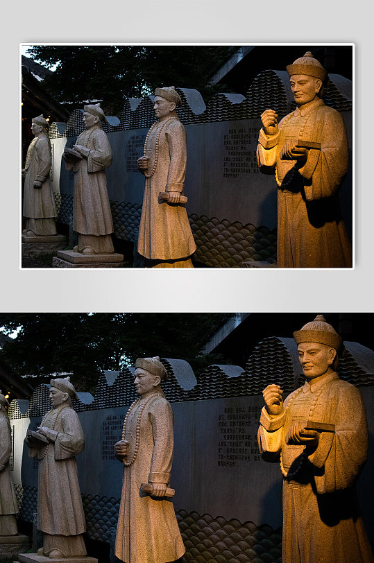 桂林状元雕塑夜景状元廊摄影图照片