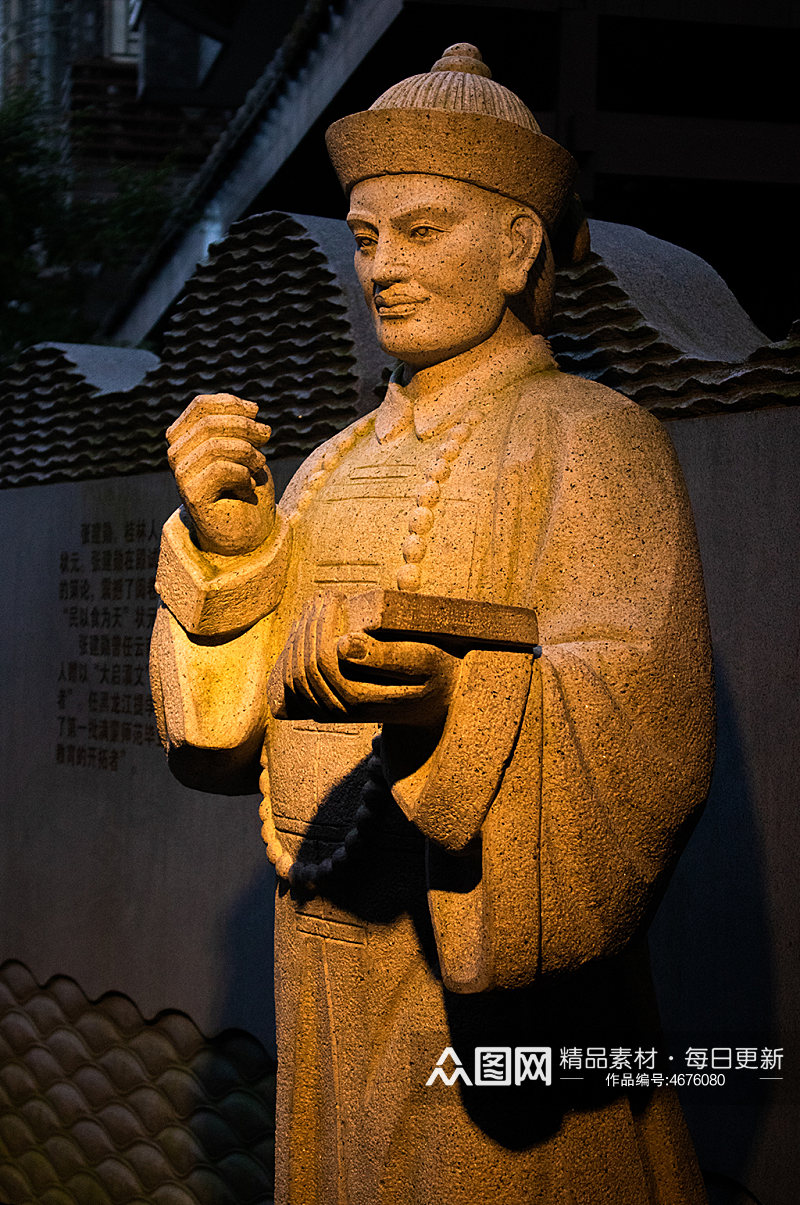 桂林状元雕塑夜景状元廊摄影图高清照片素材