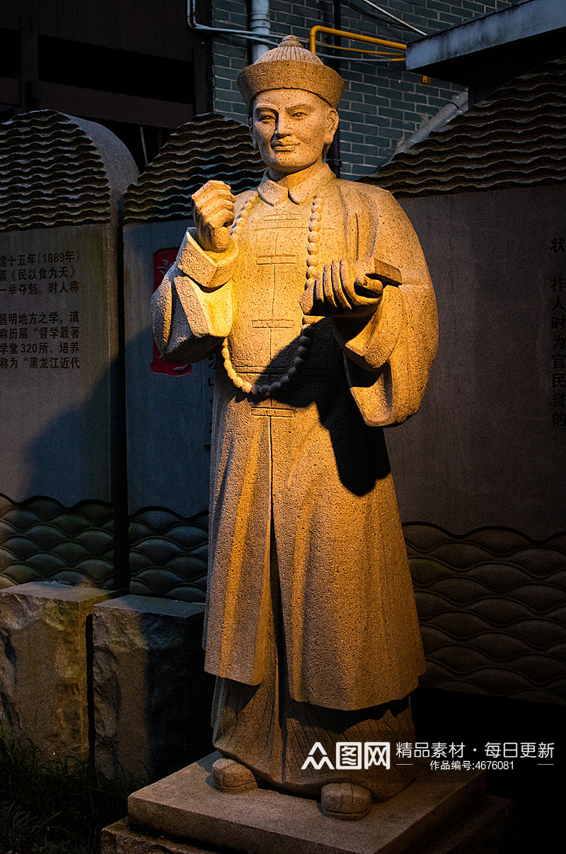桂林状元雕塑夜景状元廊摄影图照片素材