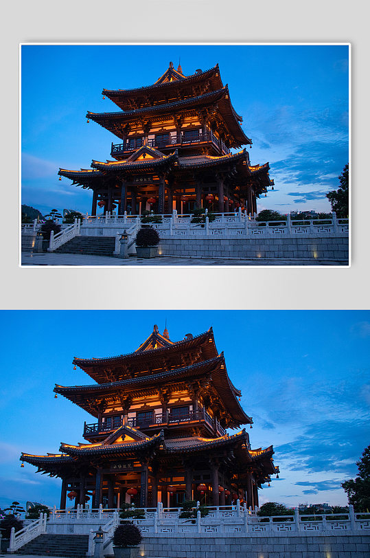 桂林城市山水傍晚风景逍遥楼摄影图照片
