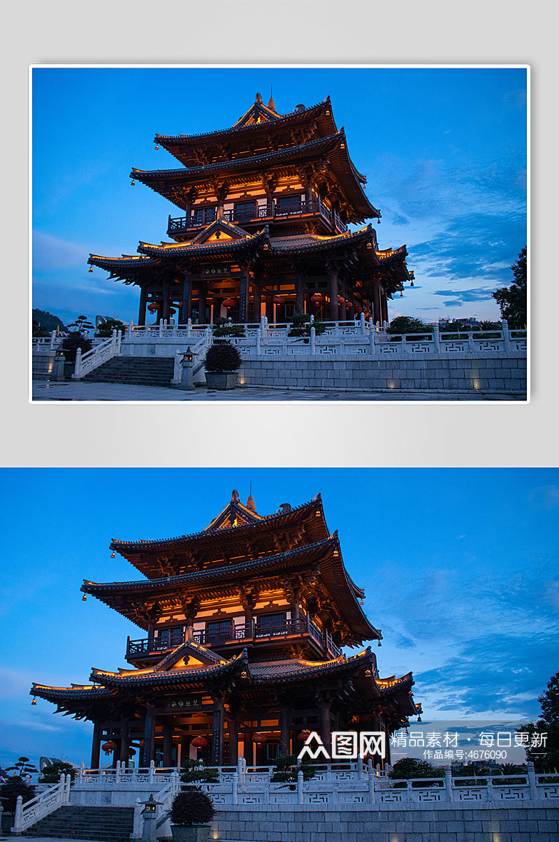 桂林城市山水傍晚风景逍遥楼摄影图照片素材