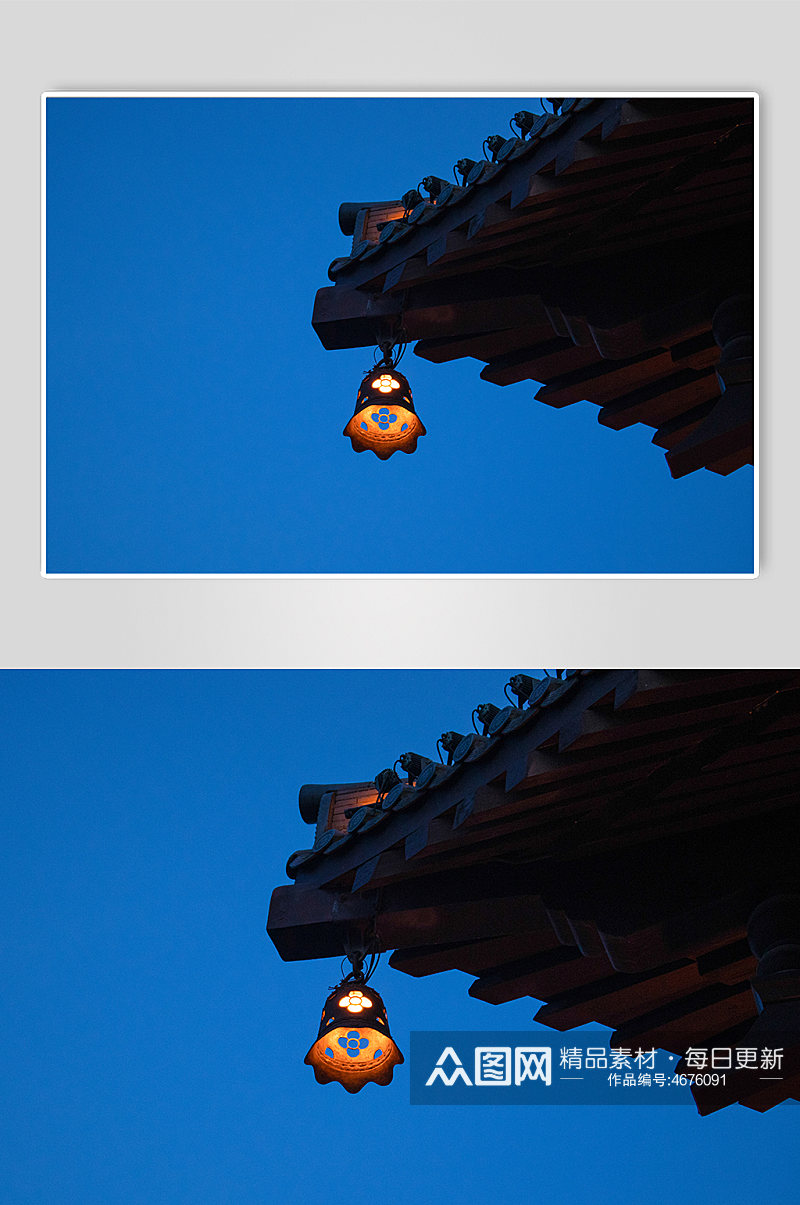 桂林角楼蓝色夜景灯逍遥楼摄影图照片素材