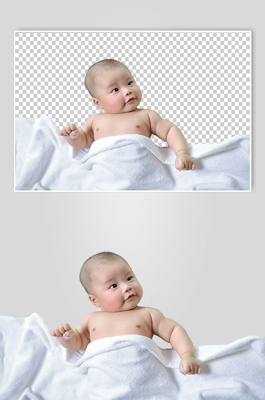 白色宝宝毛巾母婴儿童人物PNG摄影图元素