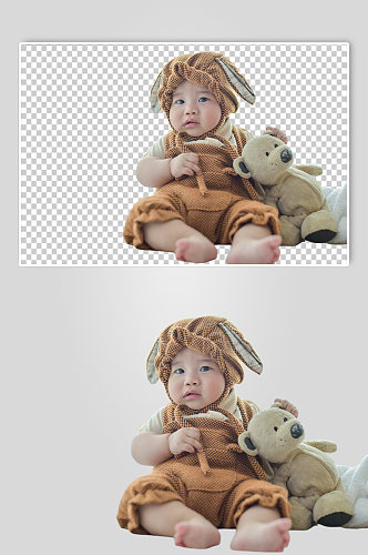 可爱小兔宝宝母婴儿童人物PNG摄影图元素