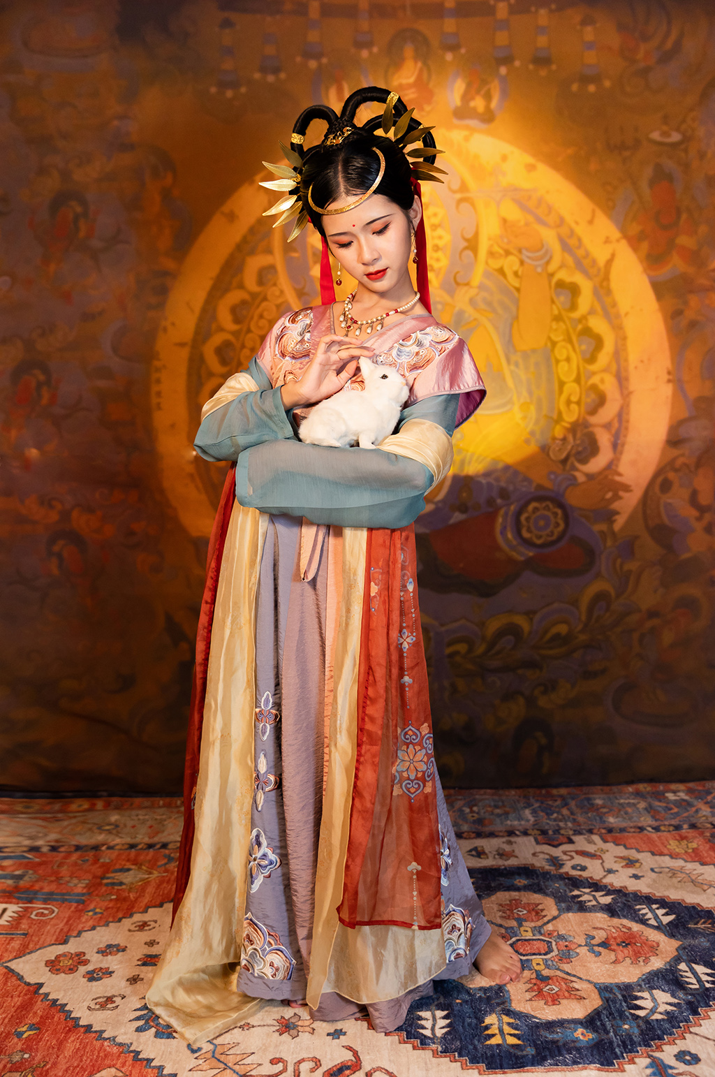 敦煌汉服飞天仙女中秋节嫦娥人物摄影精修图片素材