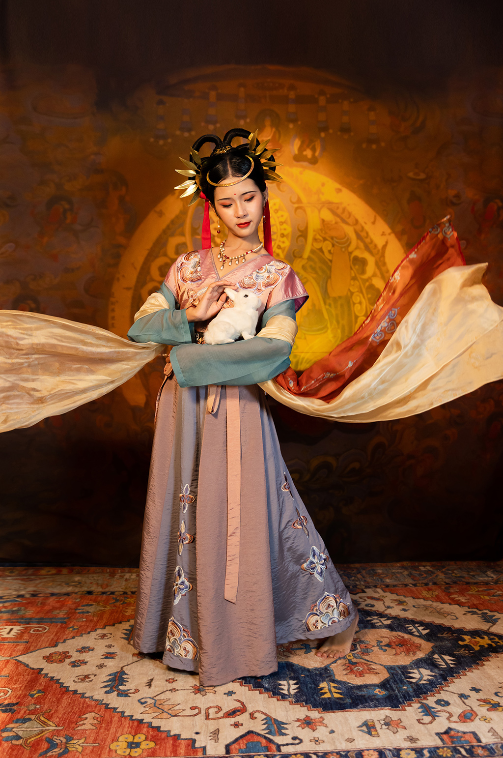 敦煌飞天仙女玉兔嫦娥人物摄影精修图片素材