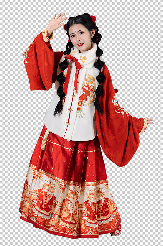 新年汉服女性人物免抠元素png摄影图片