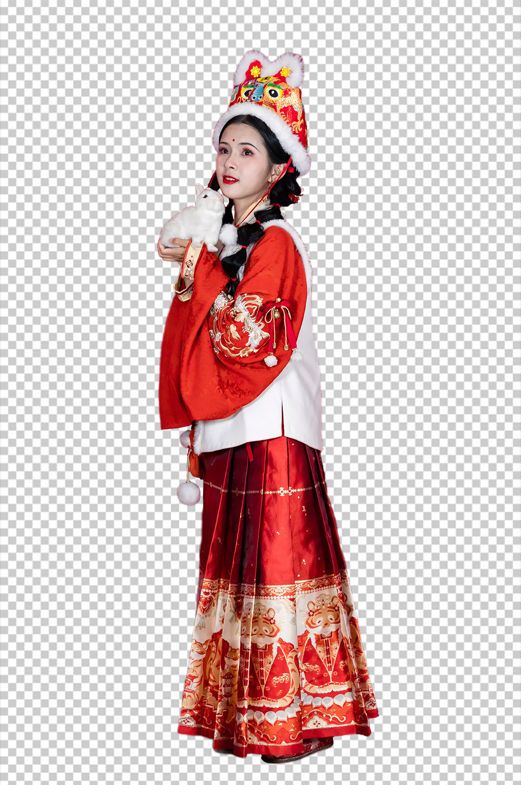 新年兔年汉服女生人物PNG摄影图片素材