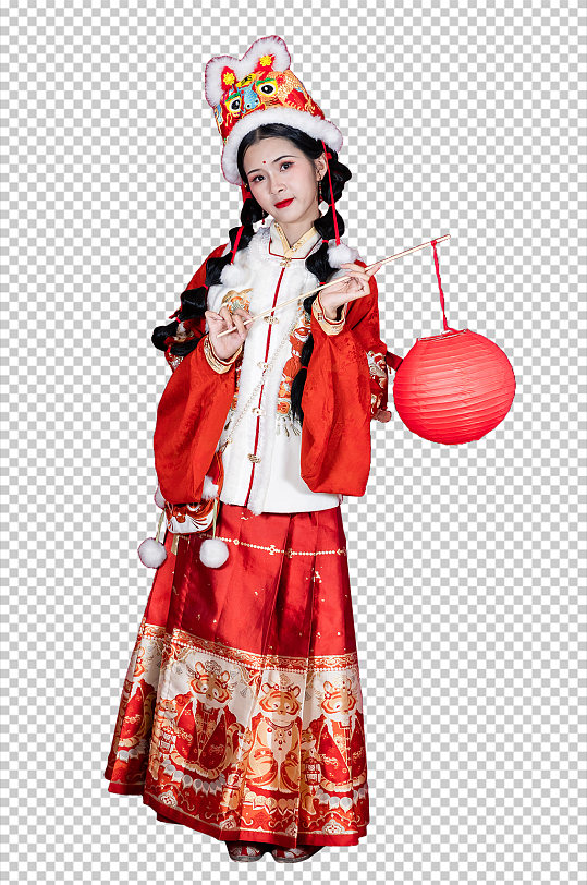 人物免抠png摄影图红色新年石榴汉服女生人物免抠png摄影图红色新年
