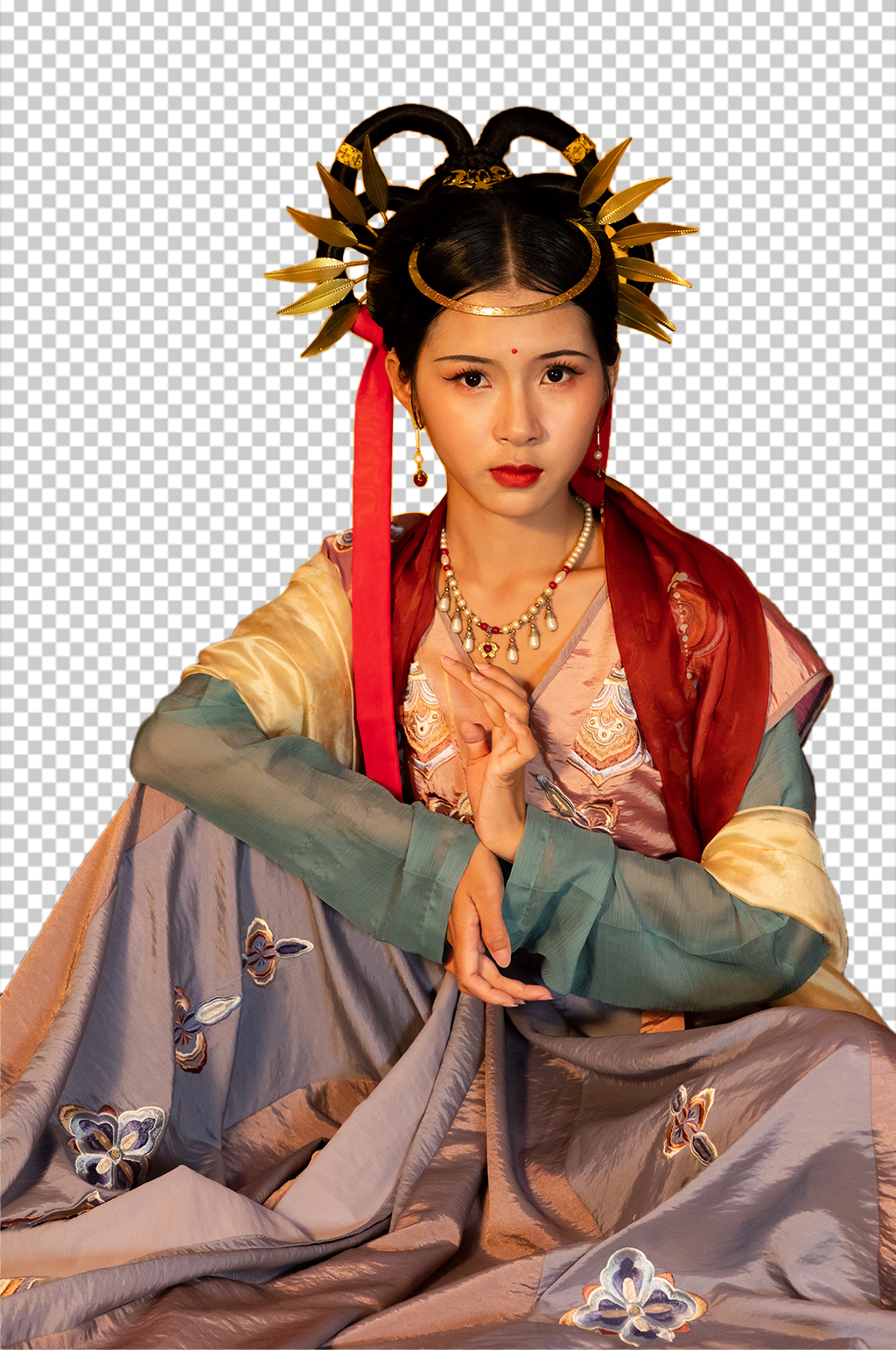 敦煌飞天舞大鼓中秋节汉服人物PNG摄影图素材