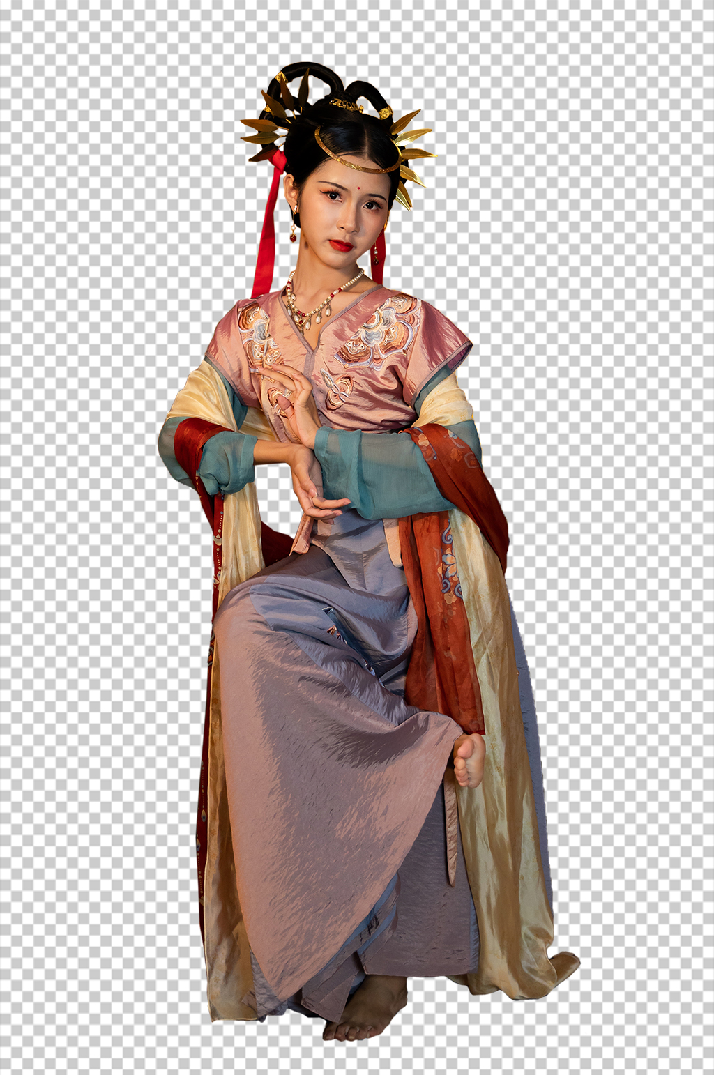 敦煌飞天舞蹈汉服人物免抠PNG摄影图片素材
