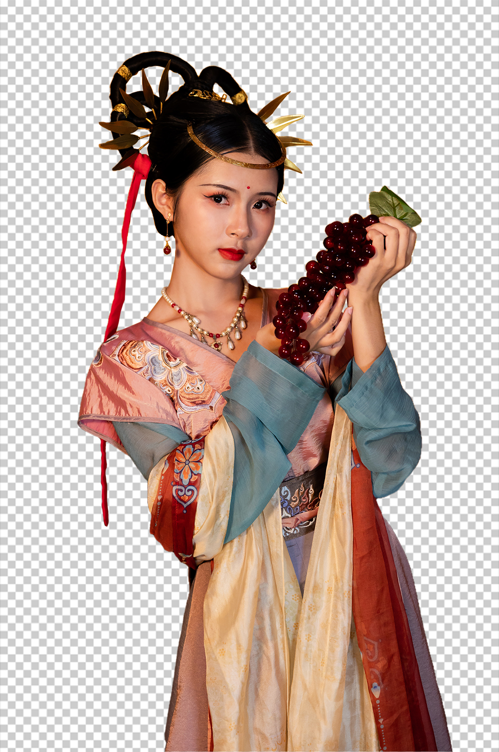 葡萄敦煌飞天汉服人物免抠PNG摄影图片素材