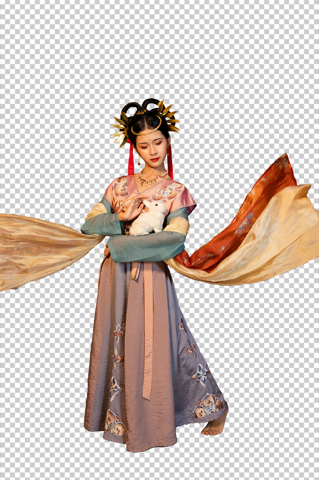 敦煌嫦娥奔月中秋节汉服人物PNG摄影图片素材