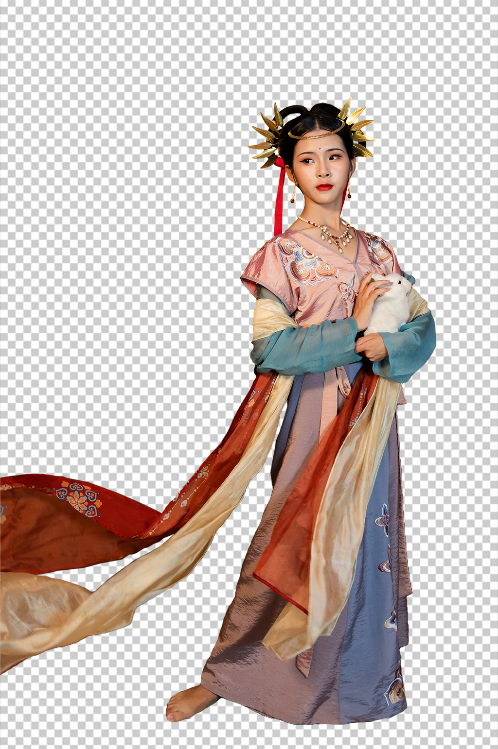 敦煌仙女嫦娥玉兔人物免抠PNG摄影图片素材