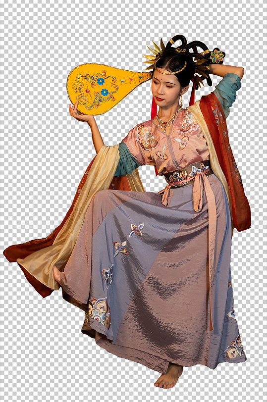 敦煌飞天琵琶舞仙女人物免抠png摄影图片