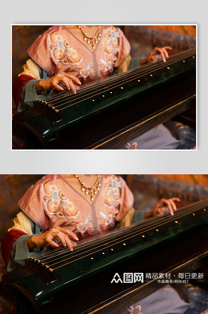 中国风敦煌飞天古琴汉服女生人物摄影图片素材