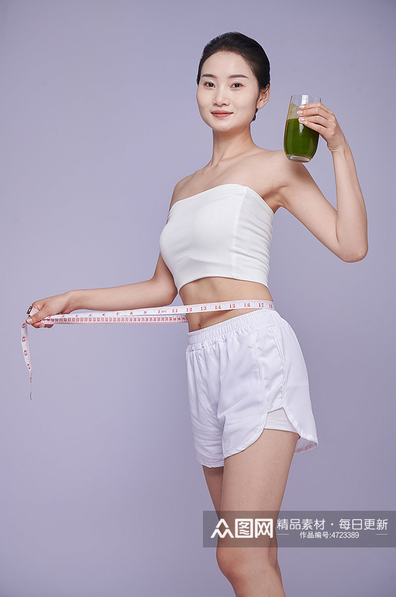 瘦身健康美体女性绿色饮料人物精修摄影图片素材