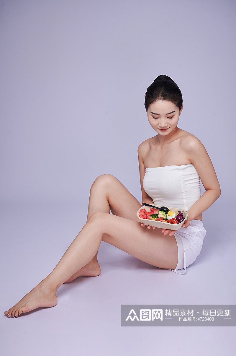美体女性健康沙拉减肥人物精修摄影图片素材