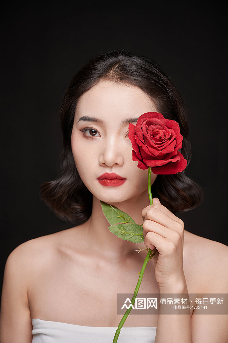 彩妆玫瑰美容美肤美妆人物精修摄影图片素材