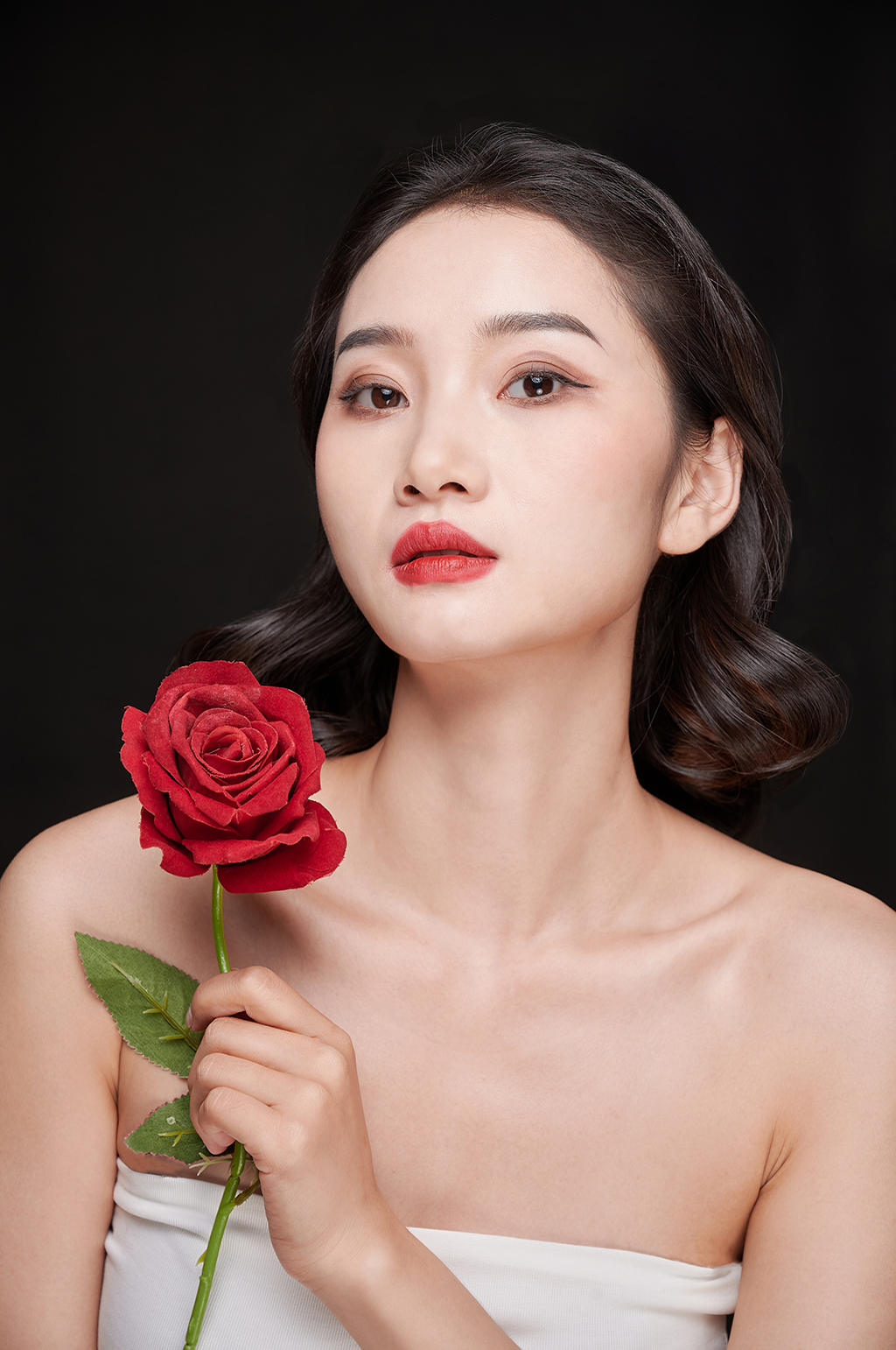 美容美肤美妆彩妆玫瑰人物精修摄影图片素材
