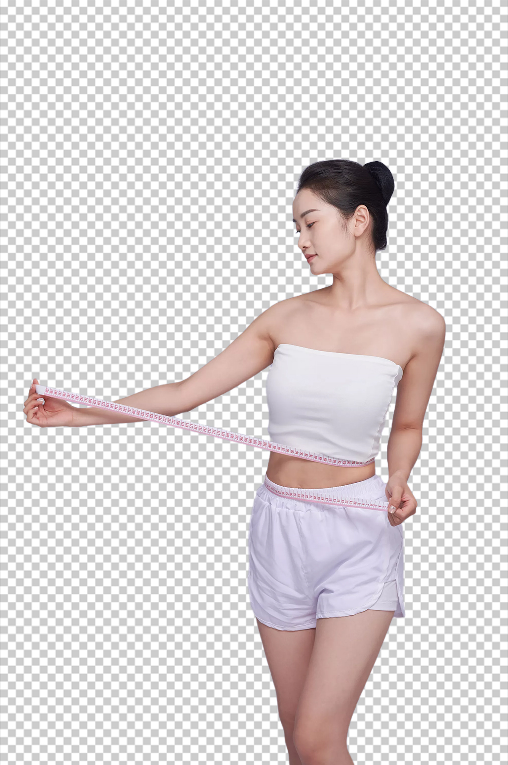 瘦身健康美体女性量尺人物PNG摄影图片素材
