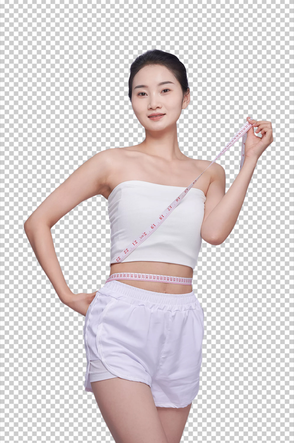 瘦身健康美体女性量尺人物PNG摄影图素材