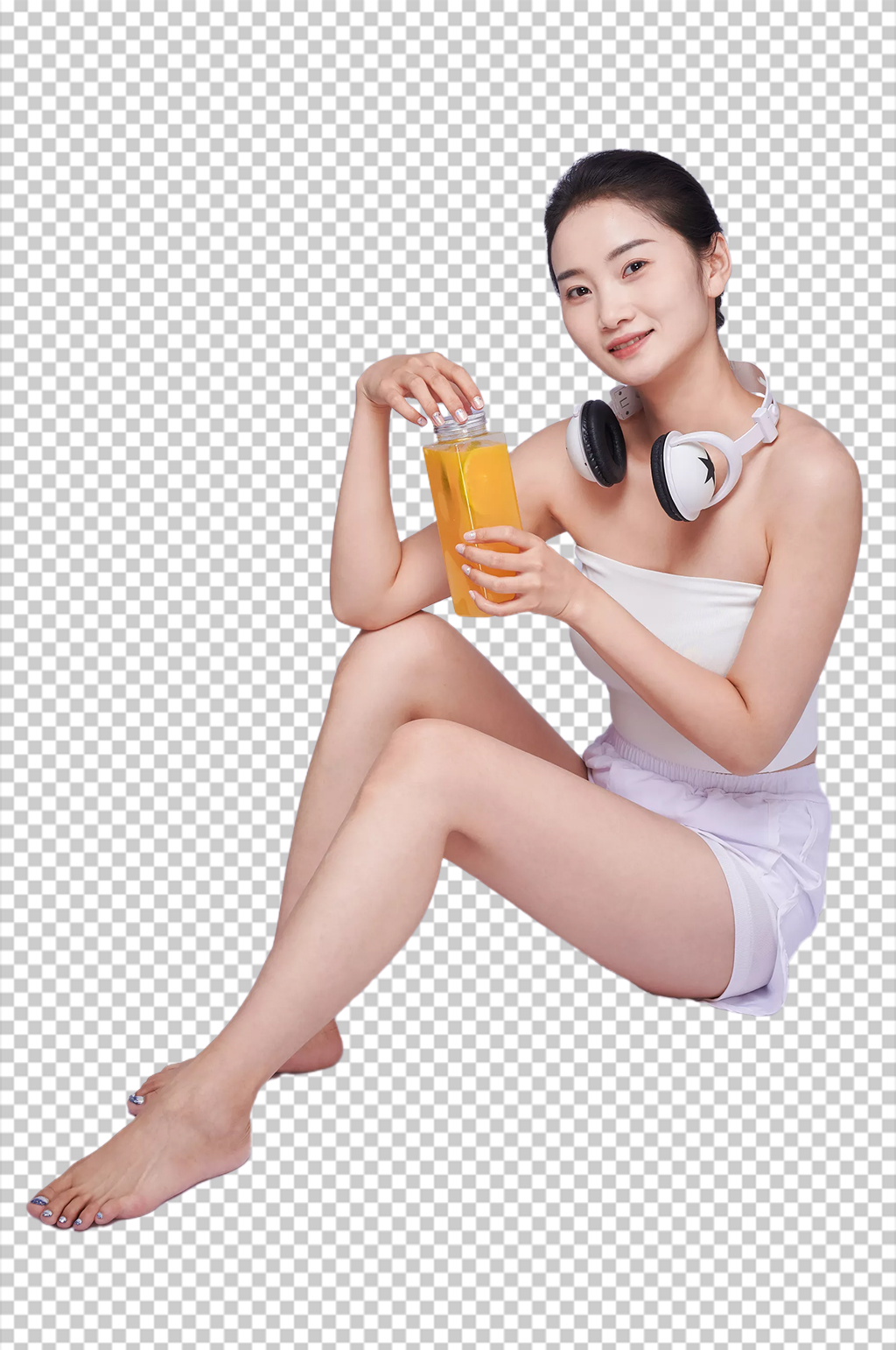 瘦身健康美体女性耳机人物PNG摄影图片素材