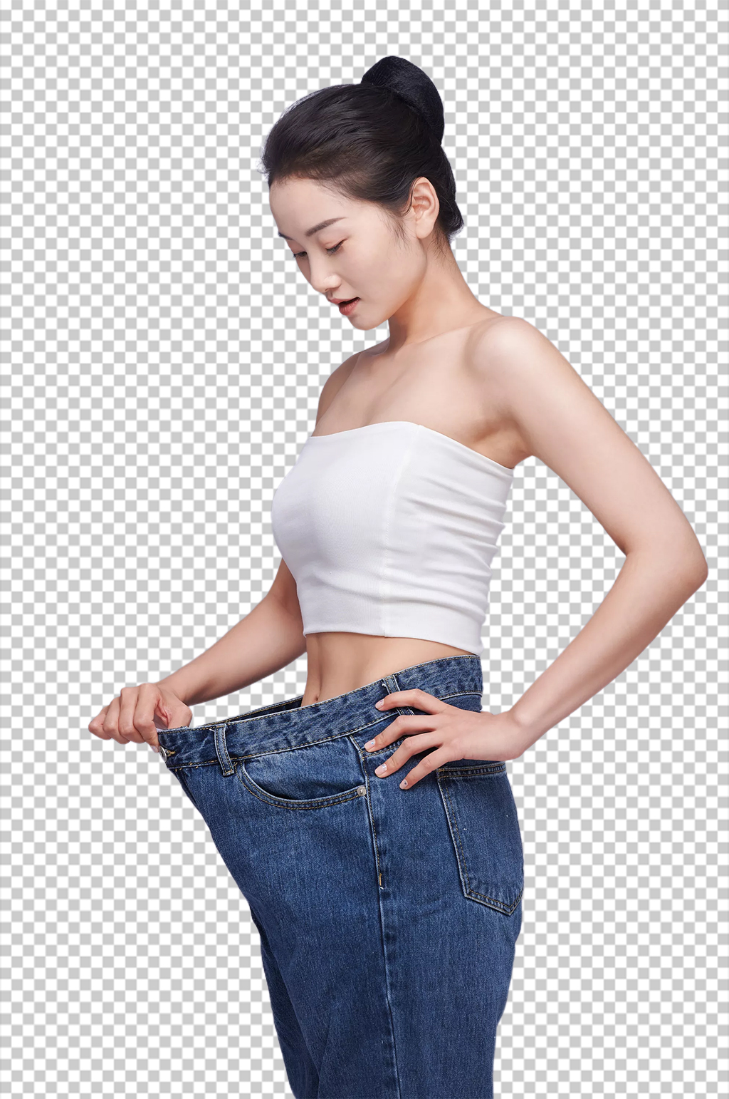 瘦身健康美体牛仔裤人物PNG摄影图片素材
