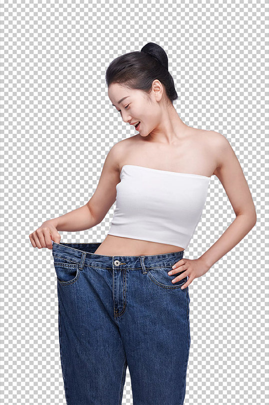 瘦身健康美体女性开心减肥人物PNG摄影图