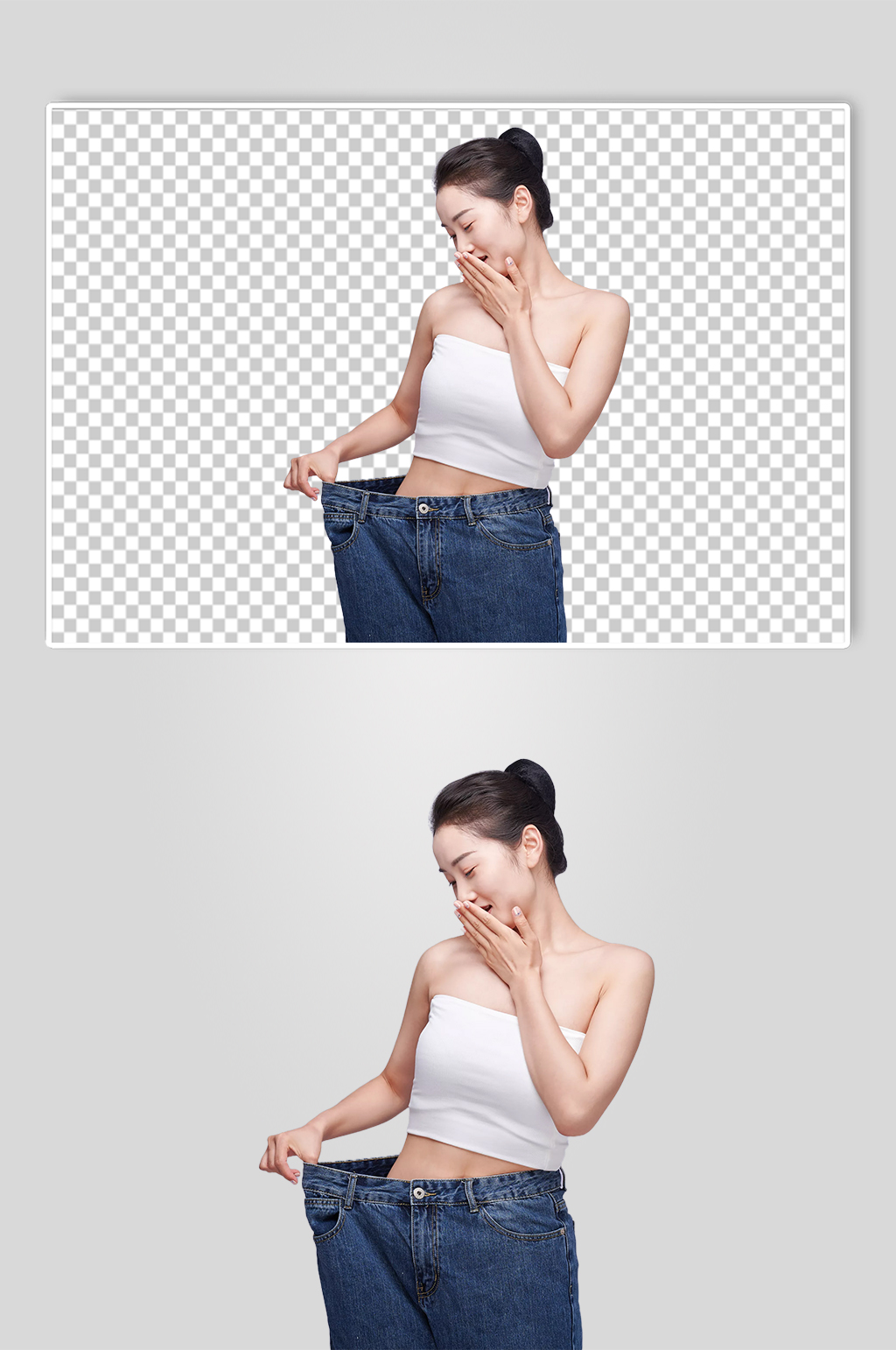 瘦身健康美体牛仔裤美女人物PNG摄影图片素材