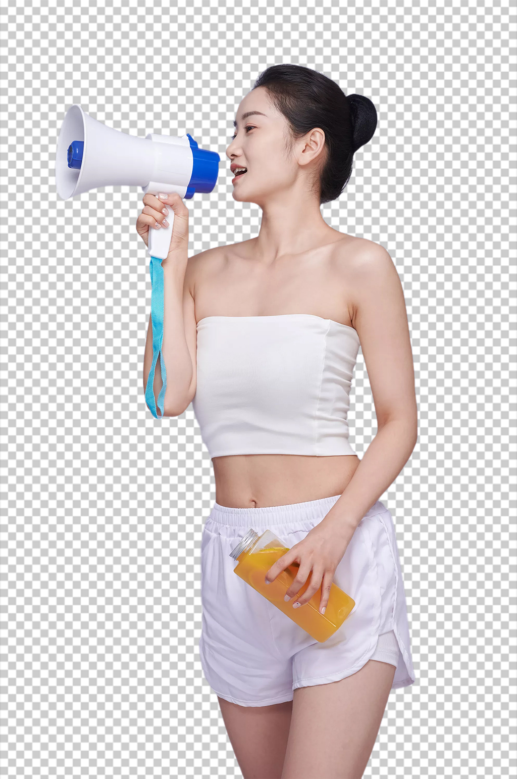 瘦身健康美体女性喇叭人物PNG摄影图片素材