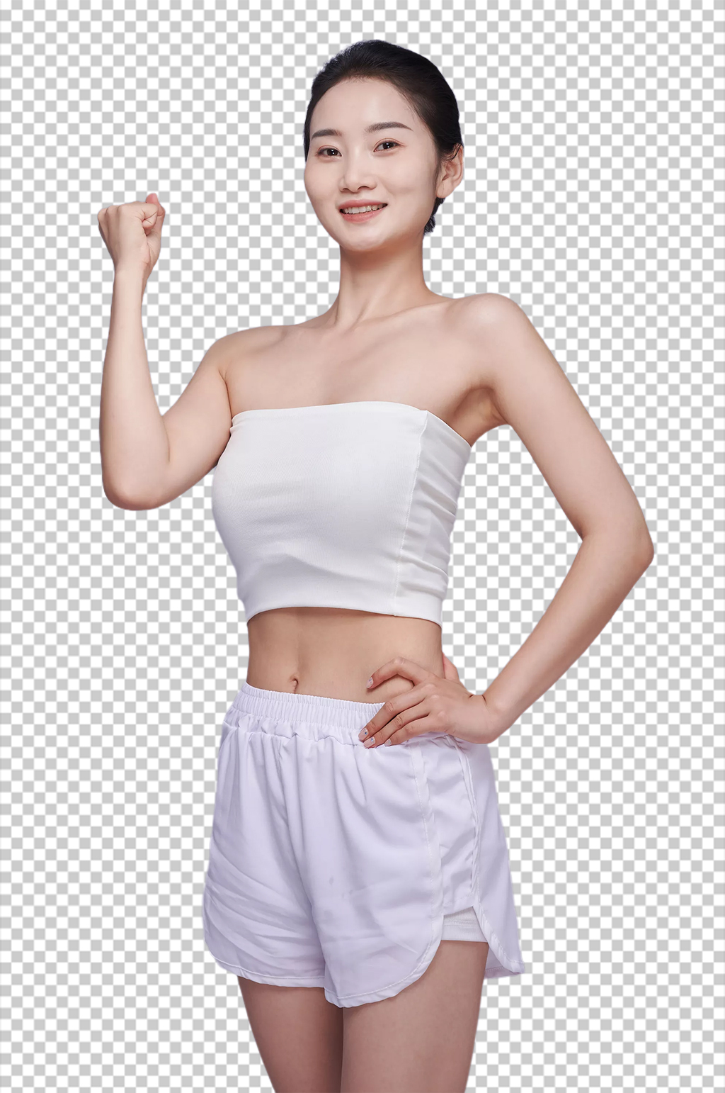 加油手势瘦身健康美体女性人物PNG摄影图素材