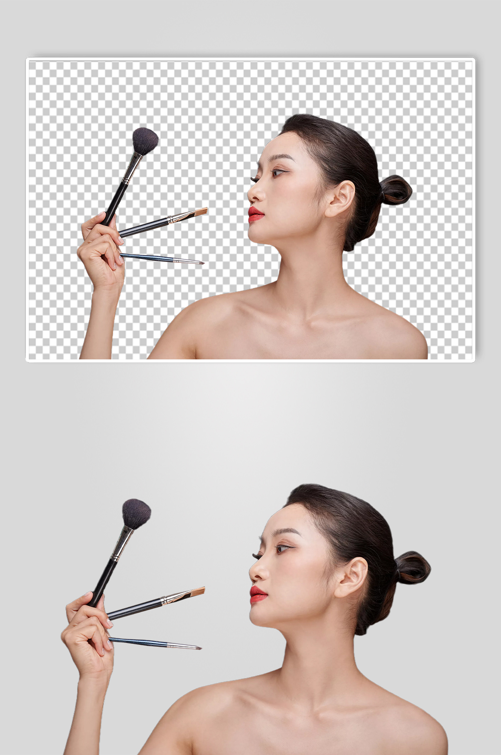 美容美肤美妆化妆刷女性人物PNG摄影图片素材